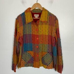 Resort Wear North Woven Patchwork Jacket XL Artsy Cotton Colorblock Langelook